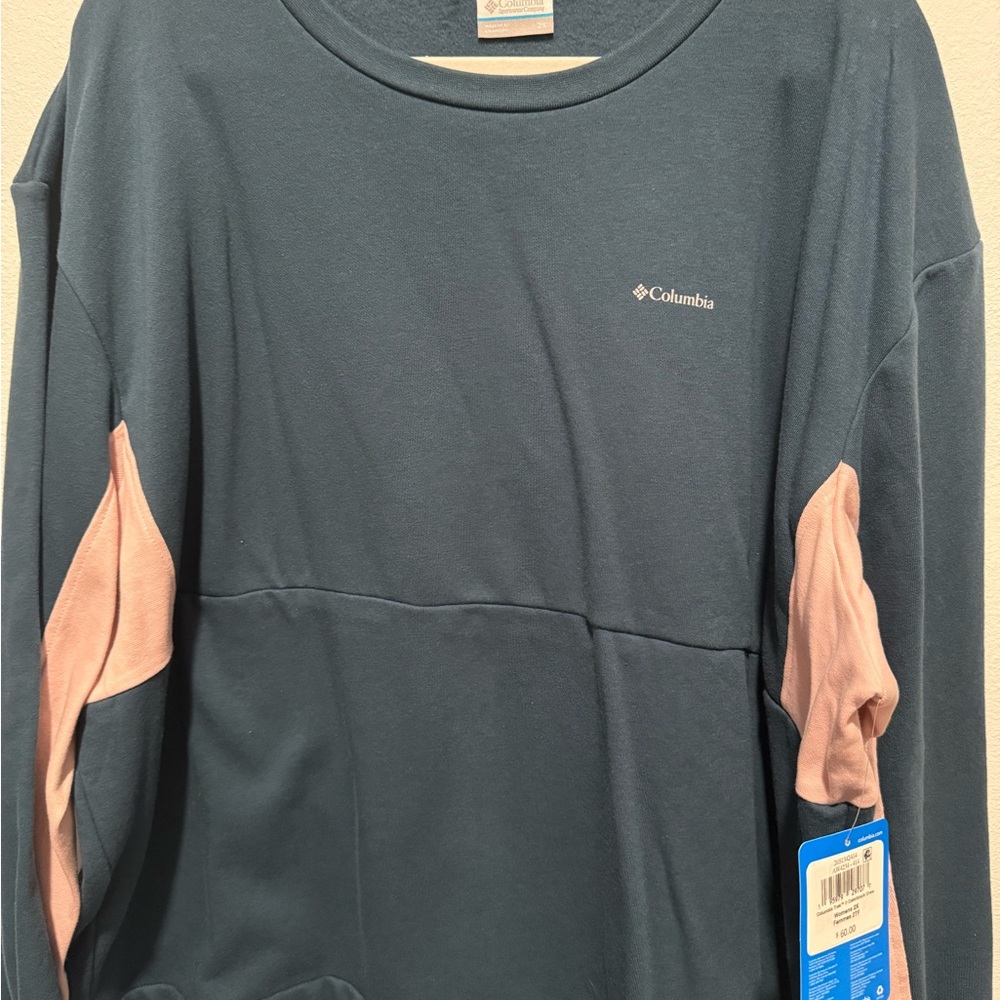 NWT Columbia Teal and Pink Colorblock Sweatshirt